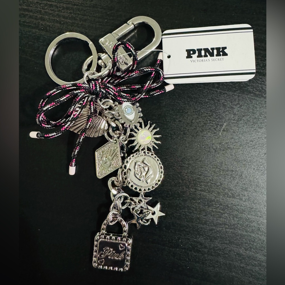 PINK Victoria's Secret Silver and Pink Charm Key Holder